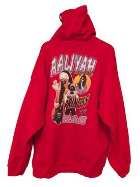 Aaliyah Princess of R&B Baby Girl Red Graphic Hoodie Ripple Junction Size XL